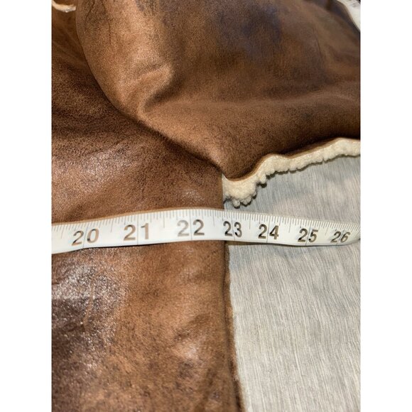 Marrakech Marissa Sherpa Lined Brown Full Zip Boho Western Moto Jacket Size XL - Picture 7 of 8